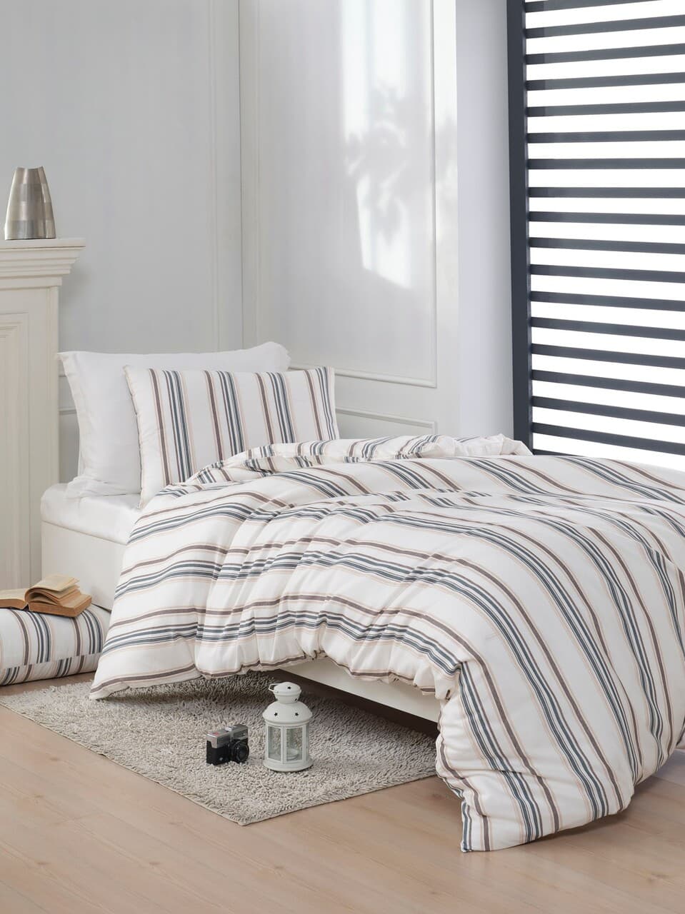 Lenjerie de pat pentru o persoana 2 piese, L'essentiel Maison, Nairobi, Bumbac;Poliester, Crem