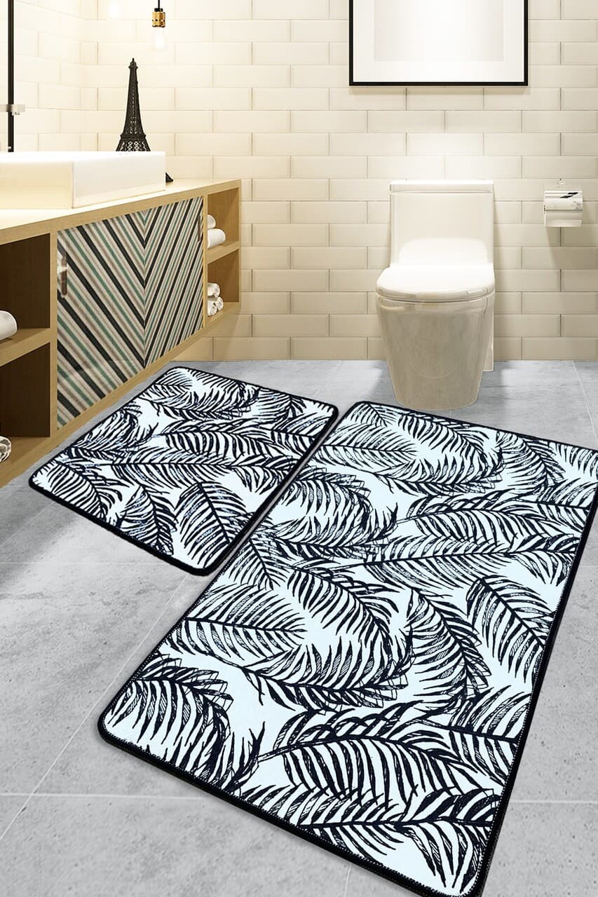 Set covorase de baie, L'essentiel Maison, Frond, Poliester, Multicolor