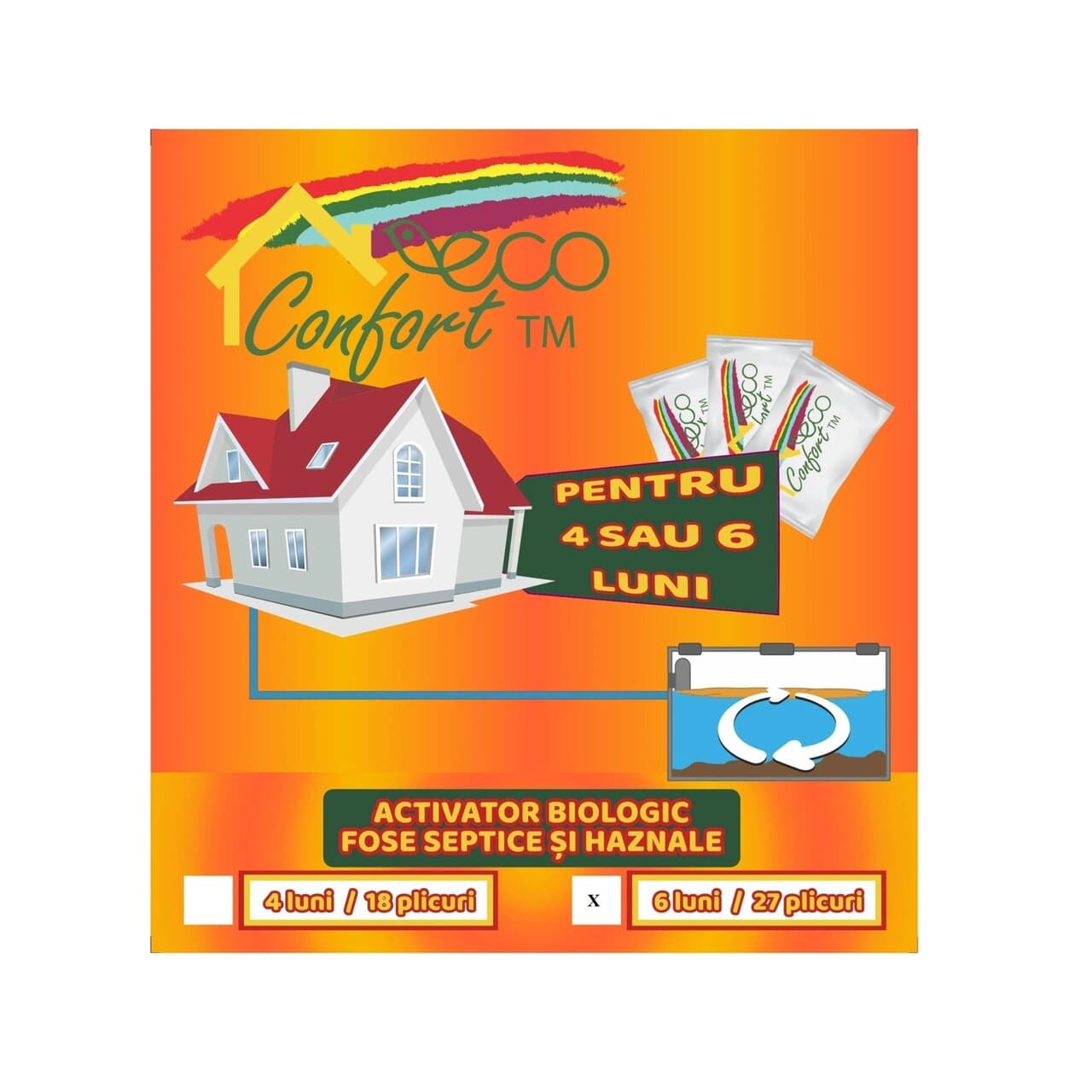 Activator biologic pentru fose septice, 27 doze, tratament 6 luni, Eco Confort