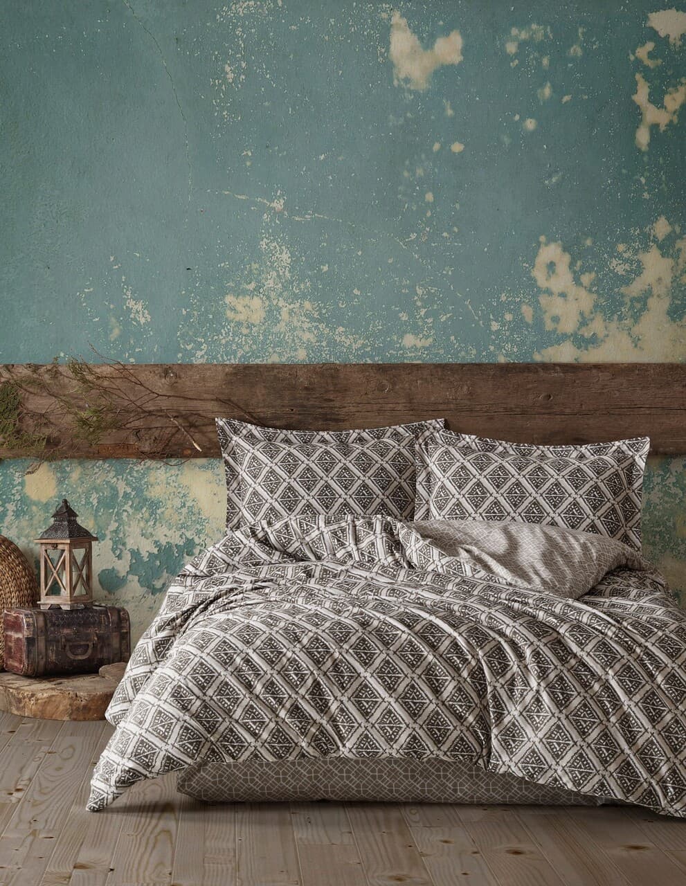 Lenjerie de pat dubla King (FR), L'essentiel Maison, Sufi İkat, Maro / Bej