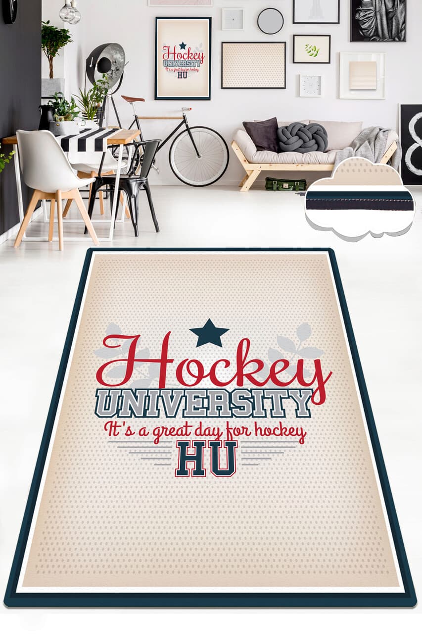 Covor pentru copii, Hockey, 80x140 cm, Poliester, Multicolor
