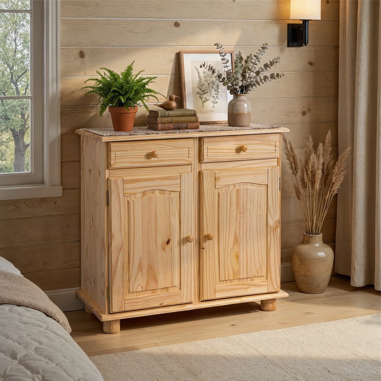 Comoda Pamina, Inter Link, 88x43x86 cm, lemn, natur