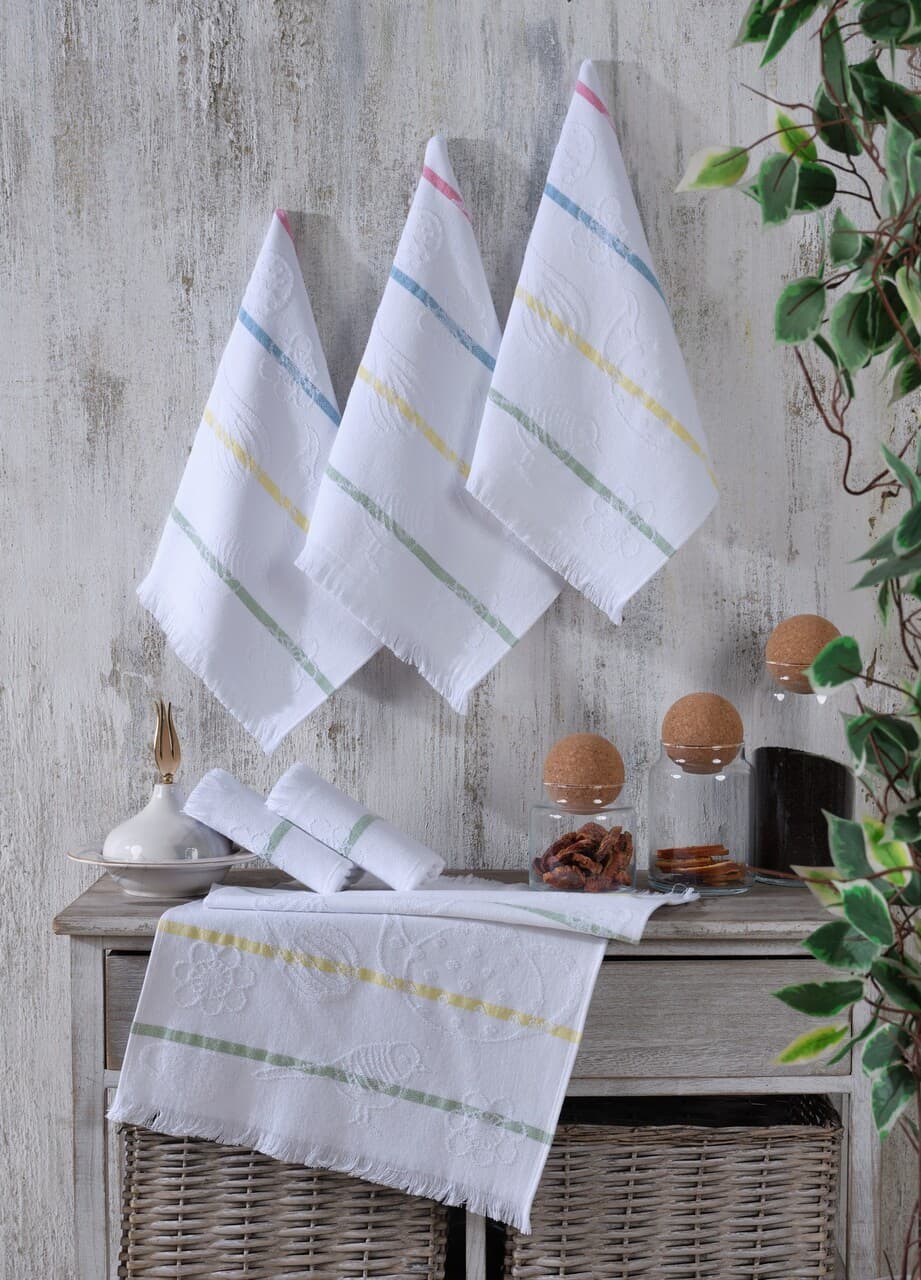 Set prosoape, L'essentiel Maison, Viola, Alb / Galben / Albastru / Verde / Roz