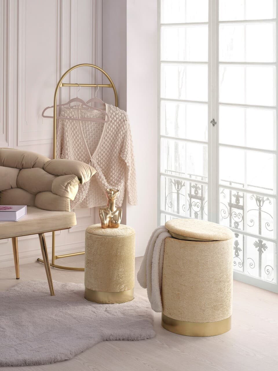 Set pufuri pentru comoda, Comfort, Bej