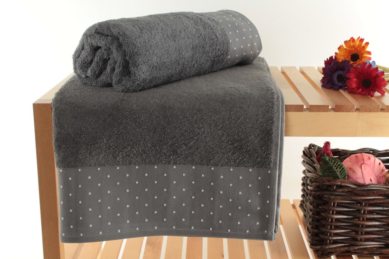 Set prosoape de baie, L'essentiel Maison, Pitircik, Gri/Alb