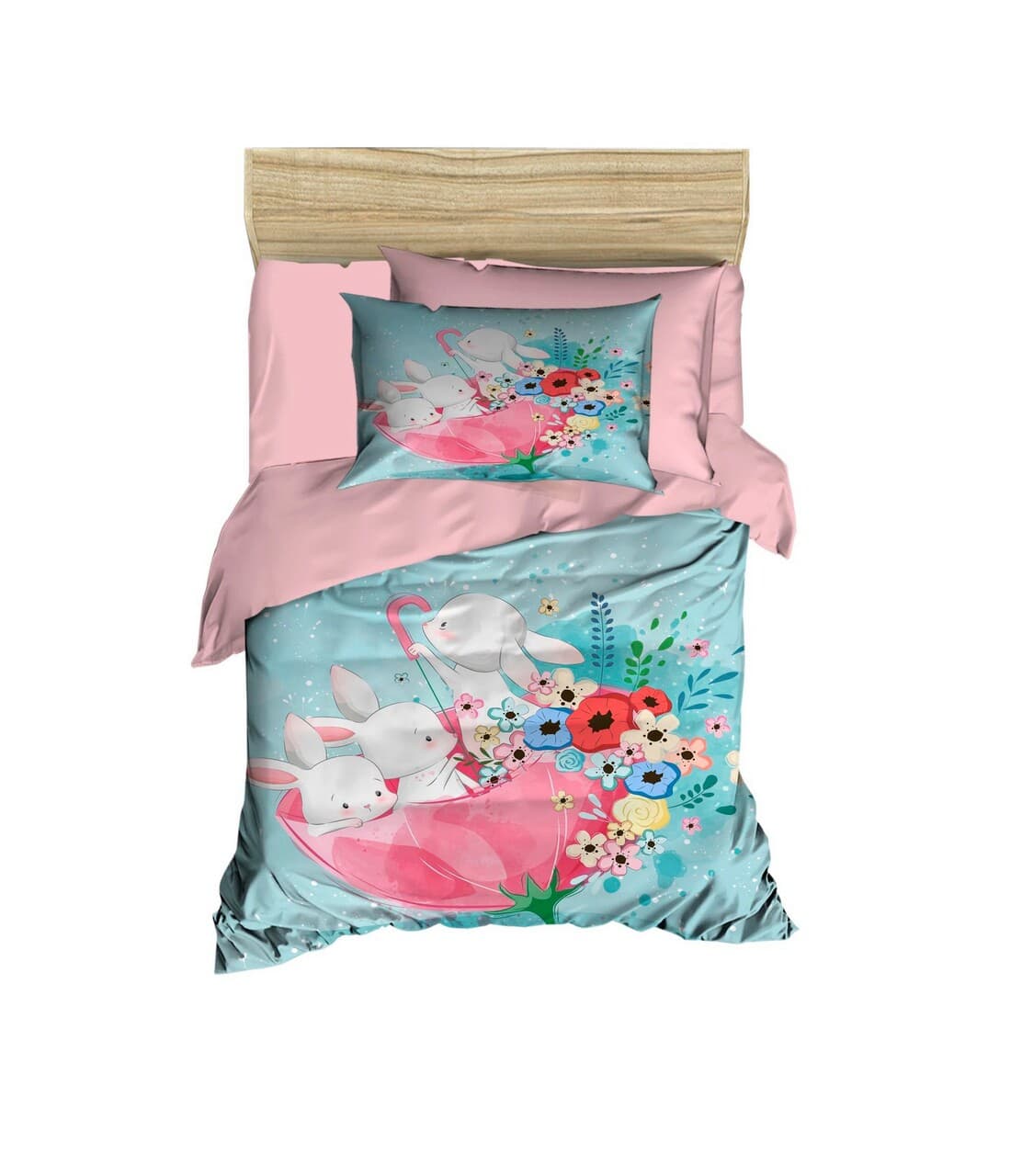 Lenjerie de pat pentru copii, L'essentiel Maison, PH188, Turcoaz / Roz / Alb