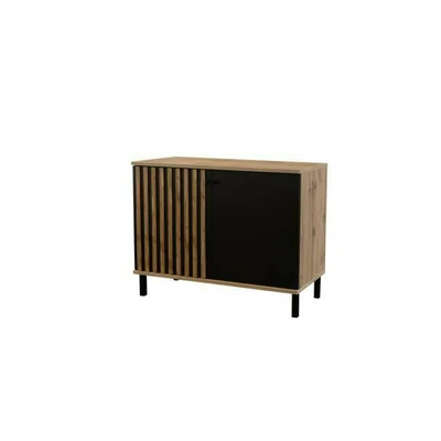 Comoda London 2D, 2 usi elegante, structura rezistenta, PAL melaminat, 100x45x85 cm, negru