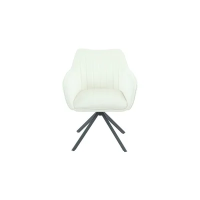 Fotoliu Rotativ Classy, design ergonomic, tapiterie catifelata, baza pivotanta, 50x45x87 cm, Alb