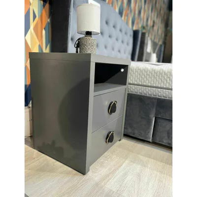 Noptiera Universal, gri - 45x40x57 cm, design minimalist, un sertar spatios, PAL melaminat