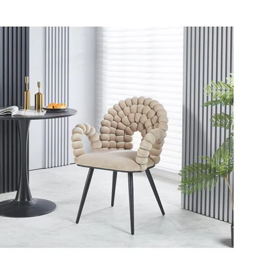 Scaun Tuffy, tapiterie stofa premium, cadru lemn masiv, 98x62x58 cm, Bej