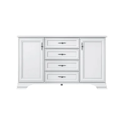 Comoda Idento KOM2D4S, 2 usi si 4 sertare, MDF si PAL laminat, 154.5x44.5x90 cm, alb alpin