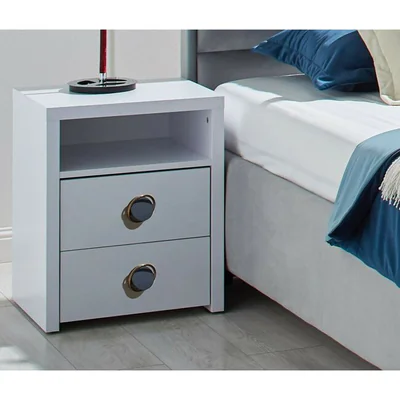 Noptiera Universal, alba - 45x40x57 cm, design minimalist, un sertar spatios, PAL melaminat