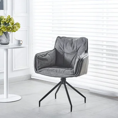 Scaun Tisso, ergonomic cu tapiterie catifelata, picioare metalice rezistente, 61x48x85 cm, gri