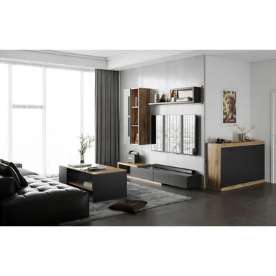 Set Living Calvados Design Modern, PAL Laminat, 210x38x200 cm, Stejar Natur