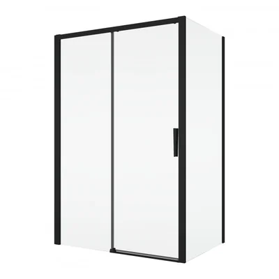Cabina dus negru mat 130x100 cm, usa culisanta, grosime sticla 6 mm, tratament anticalcar, Ronal Divera