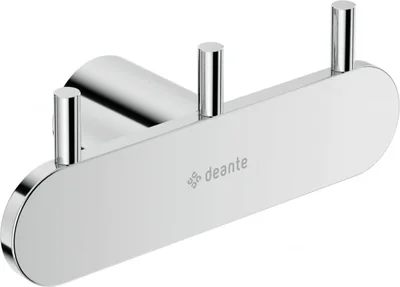 Cuier de baie crom, cu 3 agatatori, fixari ascunse, Deante Round