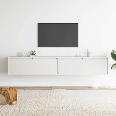 vidaXL Dulapuri de perete 2 buc., alb, 100x30x35 cm, lemn masiv de pin