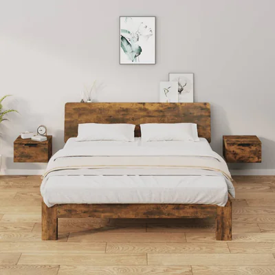 vidaXL Noptiere de perete, 2 buc., stejar fumuriu, 34x30x20 cm