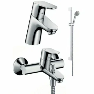 Set baterii 3 in 1 Hansgrohe Focus E2 Confort pentru lavoar, cada si dus cu sistem dus