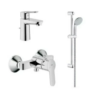 Set baterii 3in1 Grohe - Bau Edge cu baterie lavoar, baterie dus si set de dus Tempesta