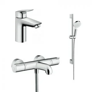 Set PROMO baterii Hansgrohe Ecostat, baterie lavoar, baterie cada si set de dus