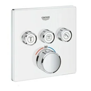 Baterie dus patrata Grohe Grohtherm SmartControl cu 3 iesiri alba