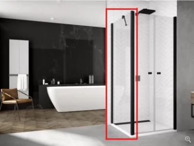 Perete lateral SanSwiss Solino SOLT2, 80xH200 cm profil negru-mat