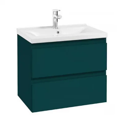 Baza lavoar suspendat Defra Como 2 sertare 59.9x40 cm verde-inchis mat