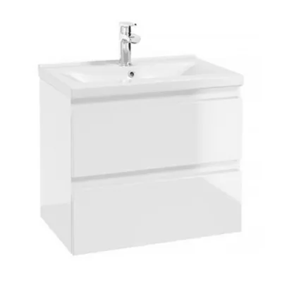 Baza lavoar suspendat Defra Como 2 sertare 59.9x40 cm alb lucios