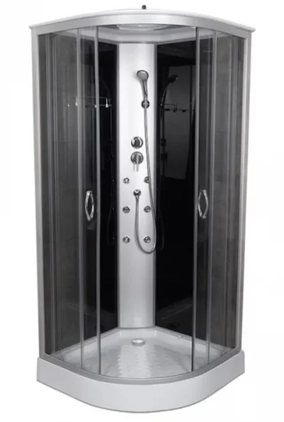 Cabina dus semirotunda Sanotechnik 90x90xH215cm cu hidromasaj