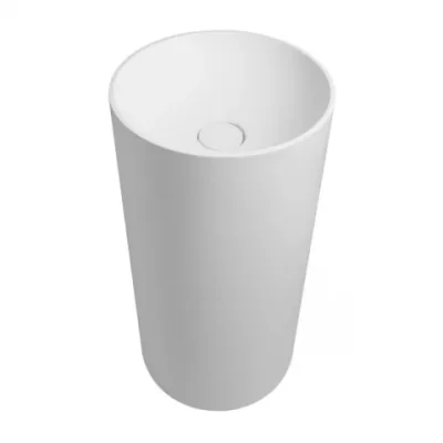 Lavoar freestanding Marmite Doha rotund 43.5 cm alb mat