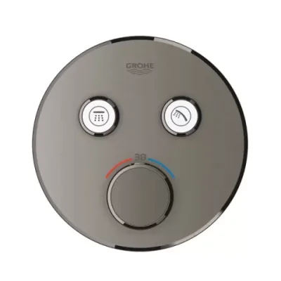 Baterie de dus incastrata cu termostat, rotunda, cu 2 iesiri, antracit mat (brushed hard graphite), Grohe Grohtherm SmartContro