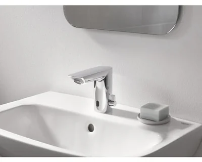 Baterie lavoar senzor Grohe Bau Cosmo E, cu mixare, crom, furtune flexibile,alimentare priza-36453000