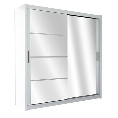 Dulap Brandon cu usi glisante si oglinda din PAL, 203 cm, alb