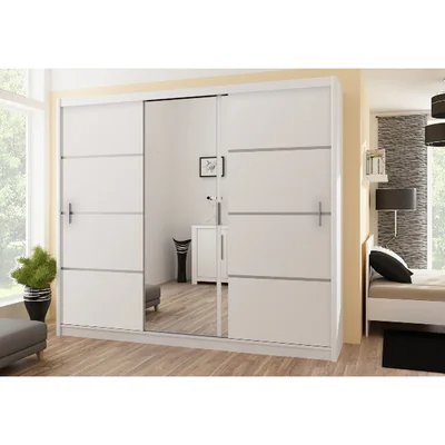 Dulap Vista, sistem glisant + spatiu generos, PAL melaminat, 250x61x215 cm, alb