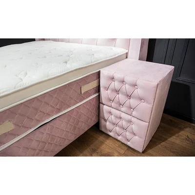 Noptiera Visco Lux roz 41x44x60 cm, tapitata stofa, design modern