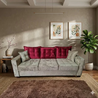 Canapea Oslo extensibila, culoare personalizabila - 240x100 cm, cu saltea din spuma poliuretanica si perne decorative