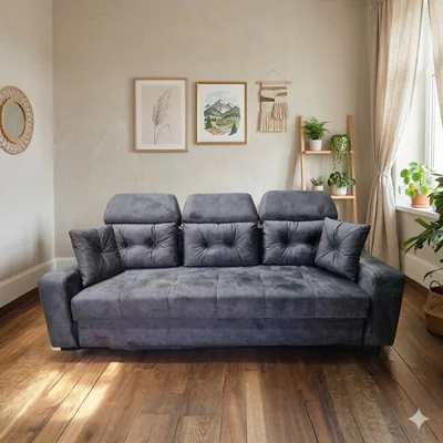 Canapea extensibila Viena, culoare personalizabila - 246x100 cm, cu lada de depozitare, tapiterie stofa, saltea micro pocket, structura fag