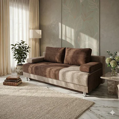 Canapea extensibila Kim, gri - 200x95 cm, lada depozitare, stofa de calitate