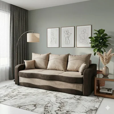 Canapea extensibila Mona, gri - 220x100 cm, structura lemn masiv, stofa premium