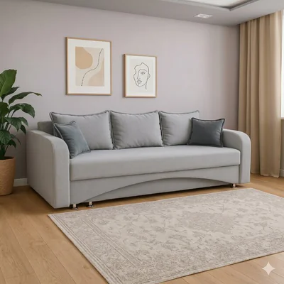 Canapea Royal, 3 locuri, extensibila cu lada de depozitare, structura lemn de fag + PAL, arcuri bonell, tapiterie catifea baby face 235x105x80 cm, Culoare personalizabila