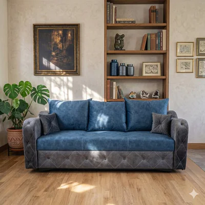 Canapea extensibila Yasmina, gri - 228x100 cm, structura rezistenta, stofa de calitate