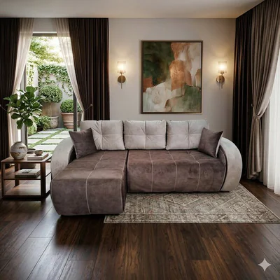 Coltar Madrid Tip 1 extensibil, culoare personalizabila - 246x150 cm, lada depozitare, saltea cu spuma poliuretanica