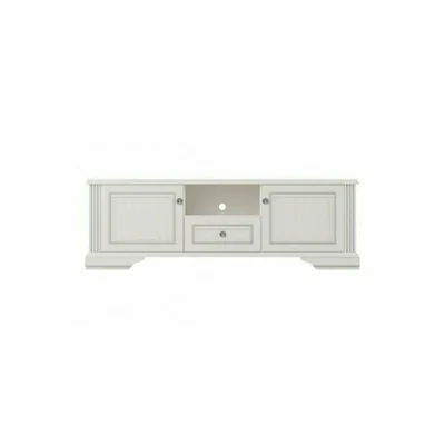 Comoda White RTV, spatii depozitare multiple, MDF si PAL melaminat, design modern, 161x53x44.5 cm, alb frasin/pin argintiu