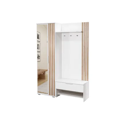 Cuier Milo Z cu riflaj alb, finisaj elegant si structura din PAL, 140x40x200 cm, alb