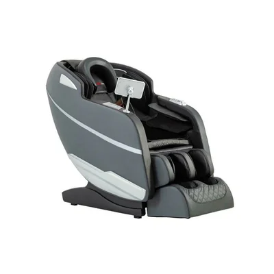 Fotoliu masaj gravitatie zero gri, incalzire, bluetooth, role picioare, airbag corp complet, LED touch