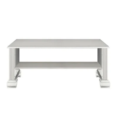 Masuta cafea White, design clasic, PAL melaminat, 120x60x56 cm, frasin alb/pin argintiu