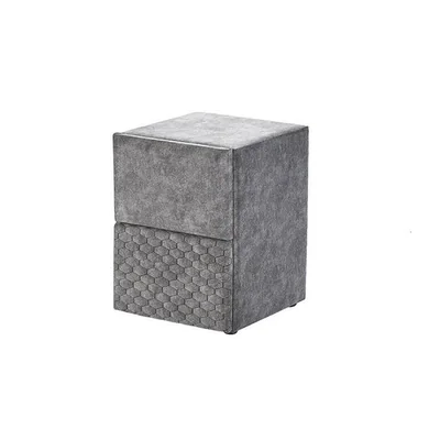 Noptiera Babylon cu 2 sertare, tapitata cu stofa, 50x45x53 cm, gri