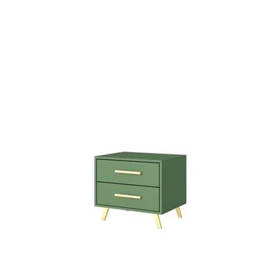 Noptiera Bali 2, 2 sertare, design modern, PAL melaminat, 54x41x48 cm, verde