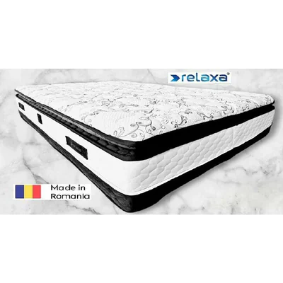 Saltea Relaxa Lotus 200x200x33 cm, Arcuri Bonnell, Ortopedica, Topper Inclus, Fermitate Medie, Husa Antialergica